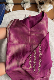 Suri Handwork Mul Chanderi Dress-Wine