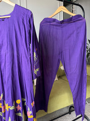Sakhi Handwork Cotton Dress- Purple