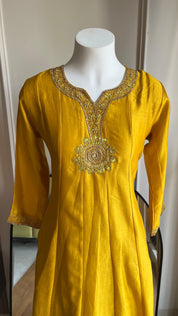 Nayra Handwork With Farshi Pant  Dress- Yellow