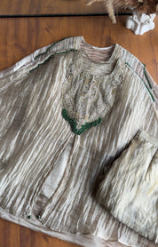 Naksh Short Kaftan With Palazzo Coords-Mint Green