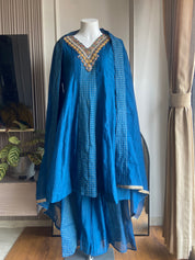 Kashish pure mul Chanderi plazo dress- Royal Blue