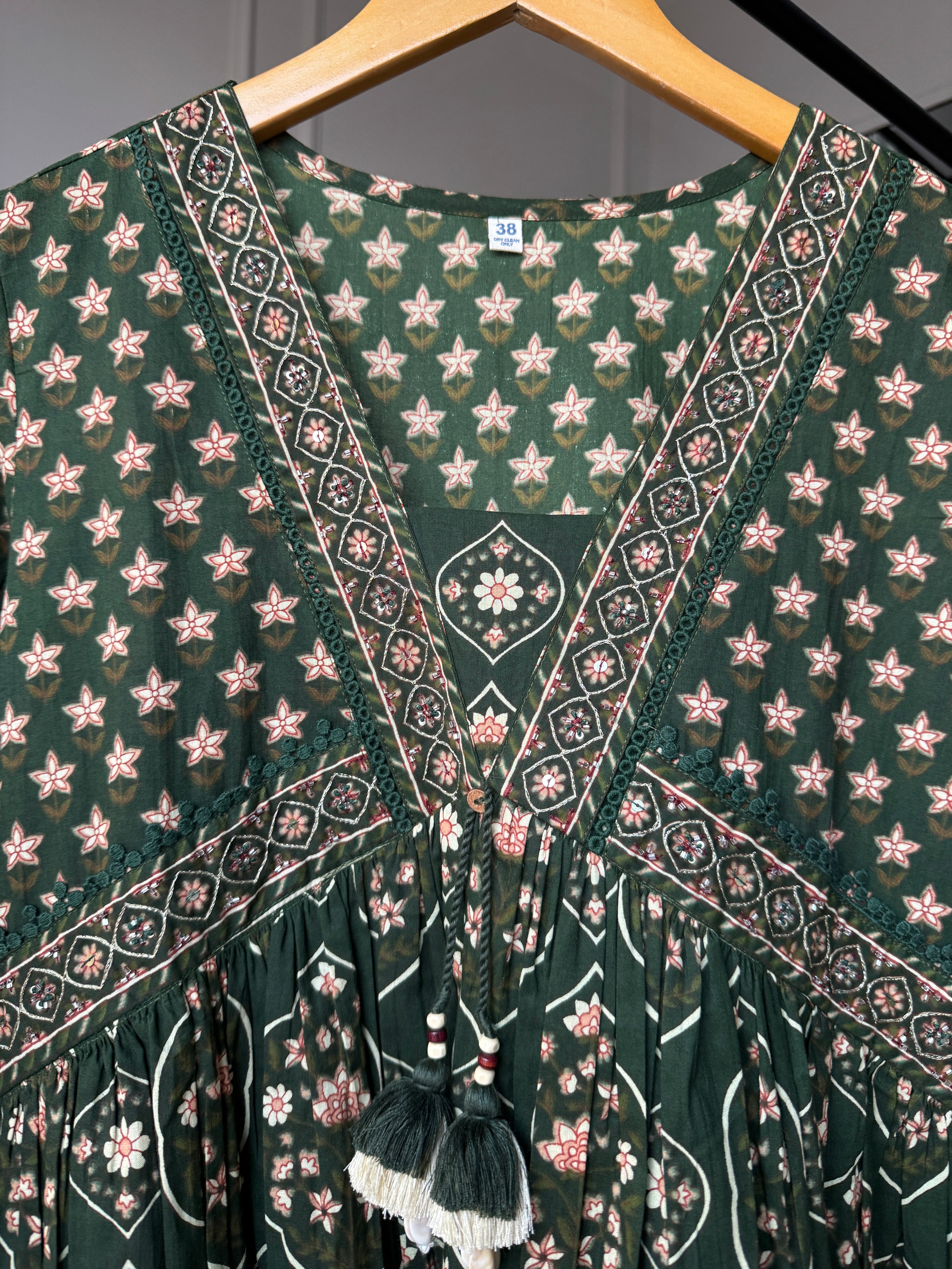 Niyati Cotton Anarkali Dress- Green