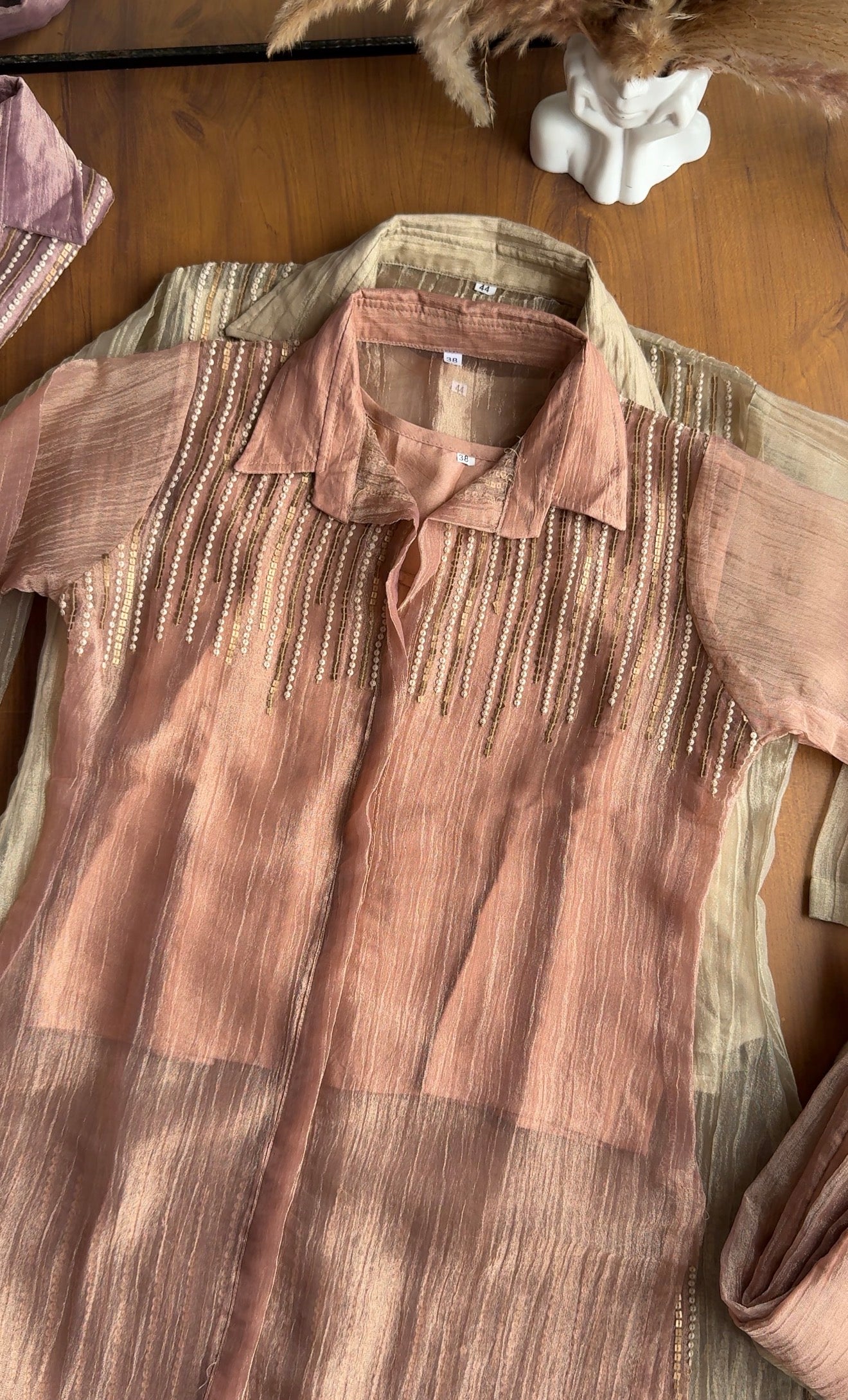 Ritu Sequins Coord Set- Peach