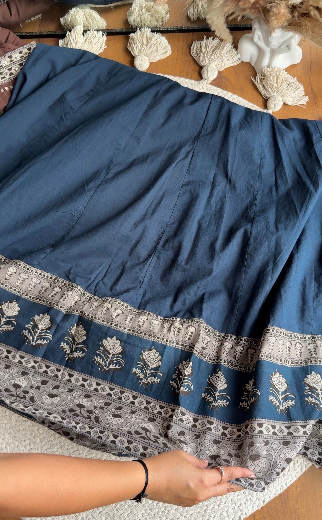 Gauri V Neck Anarkali Dress-Blue