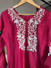 Priti Embroided Dress- Maroon