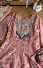 Mahi Emerald Yoke Tissue Dress-Dusty Pink
