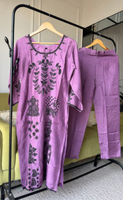 Urvi Russian Silk Embroided Dress- Purple