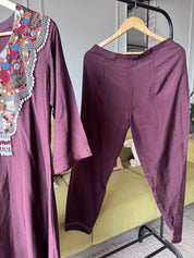 Niti Handwork Mul Chanderi Dress-Brown