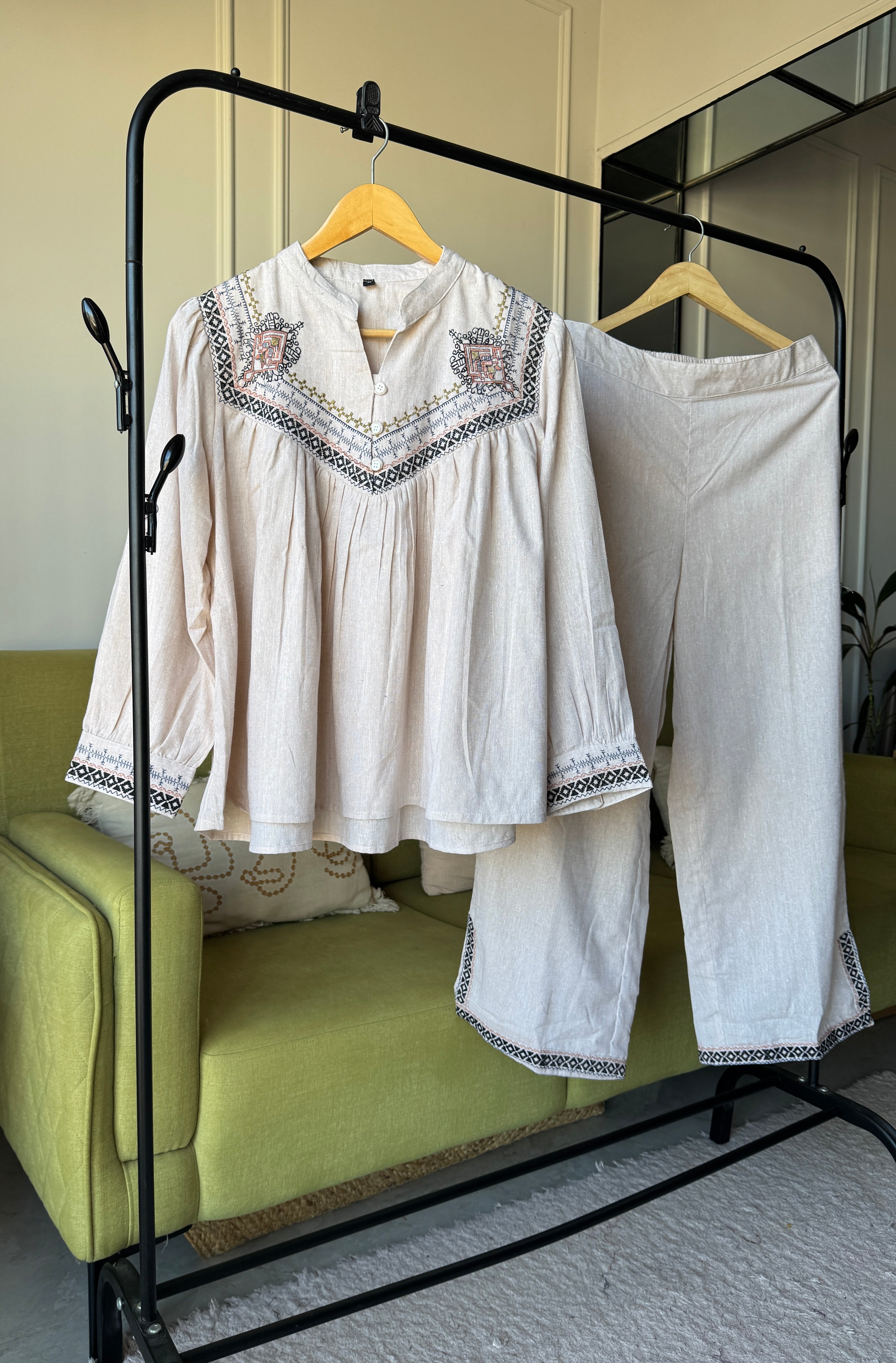 Neha Embroided Khadi Cotton Coord Set