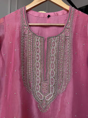 Apurva Hand Zardoshi Work Plazzo Set- Pink (Make to Order)