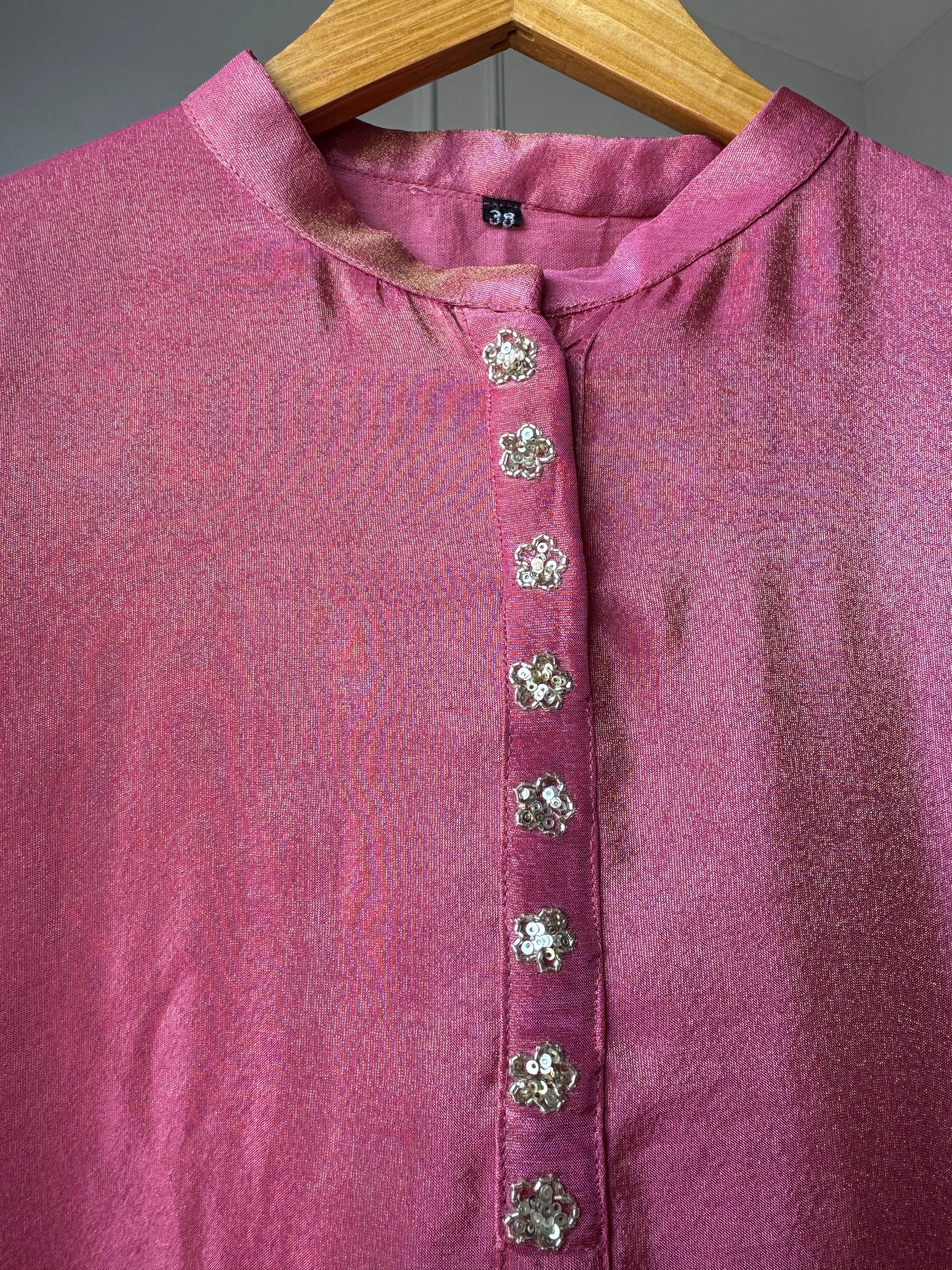 Kalpna Sequin Work Tissue Aline Kurta And Plazzo Set