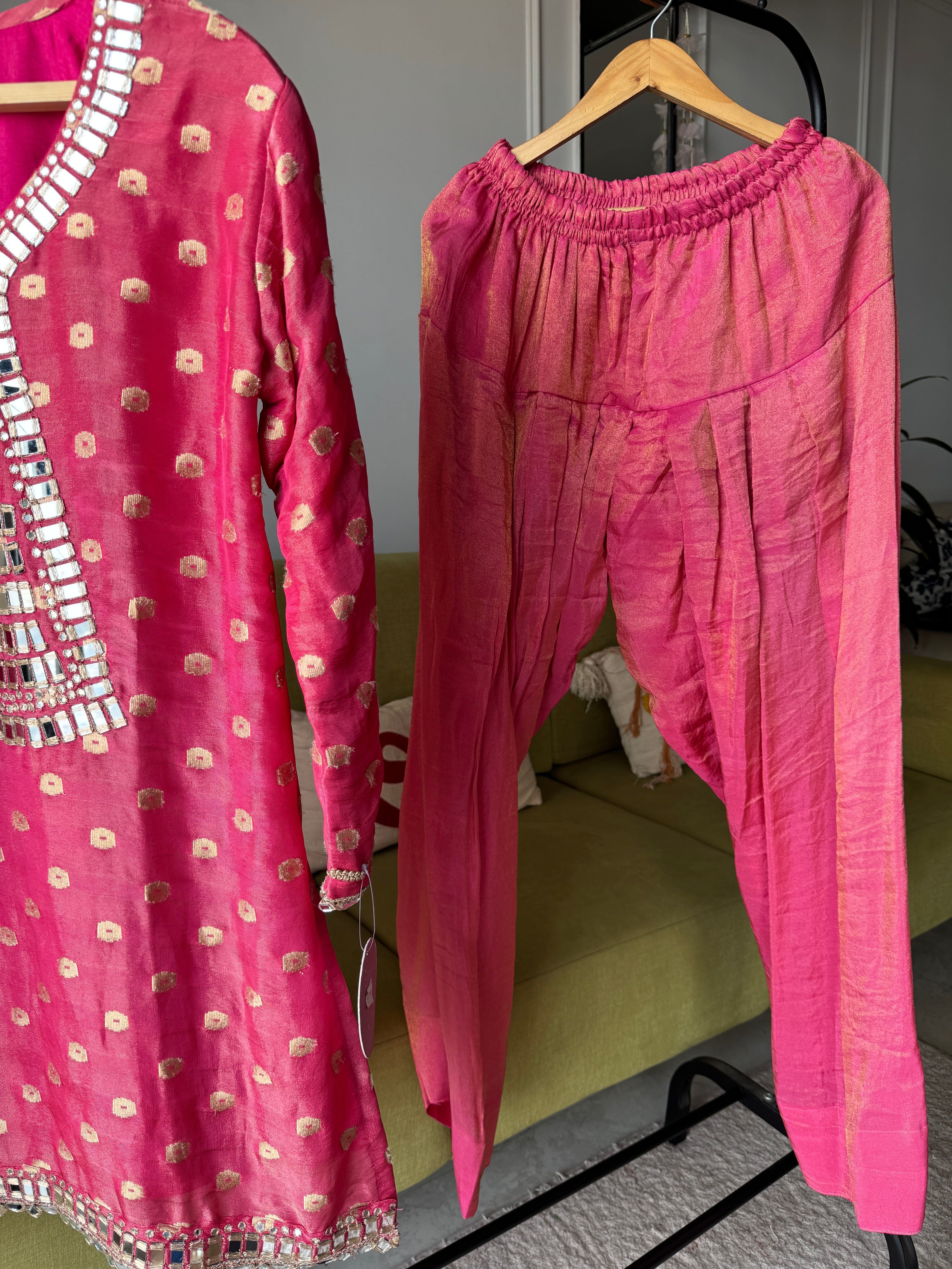 Yashasvi Short Kurta Farshi Salwar Dress- Pink