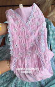 Arvi Lakhnawi Anarkali Dress- Baby Pink