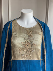 Heer pure mul Chanderi plazo dress-Royal blue