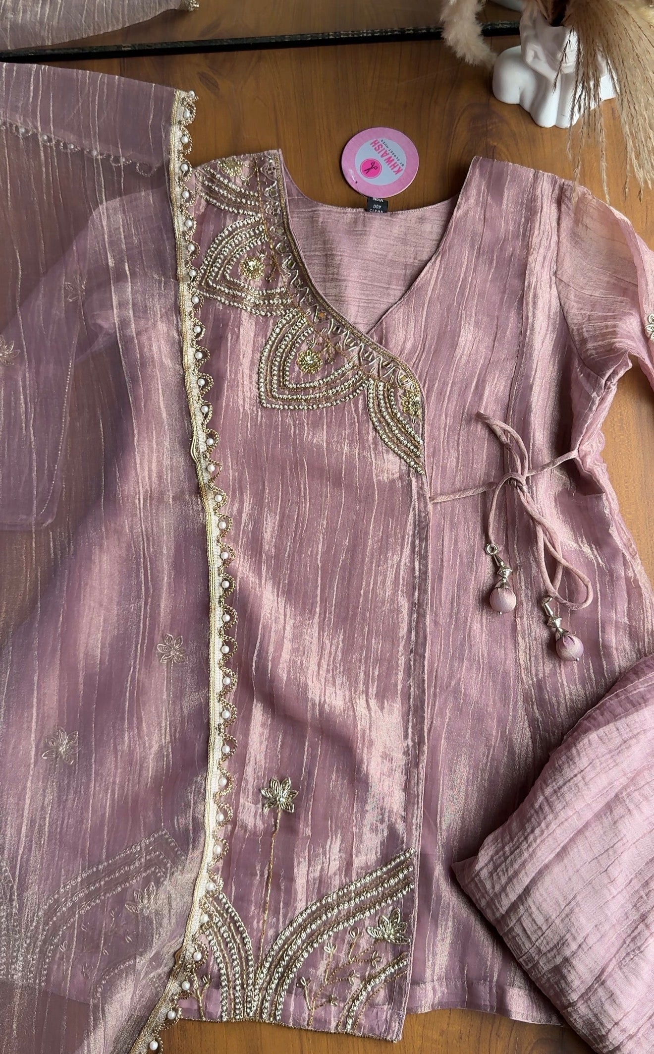 Prachi Short Kurta Angrakha Dress-Pink
