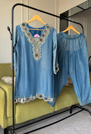 Urmi Mirror Work Farshi Pant Organza Dupatta Dress