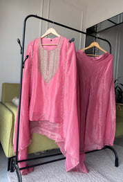 Apurva Hand Zardoshi Work Plazzo Set- Pink (Make to Order)