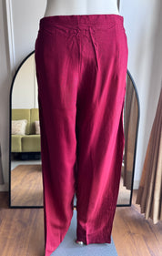 Krystle Handwork Mul Chanderi Dress-Maroon