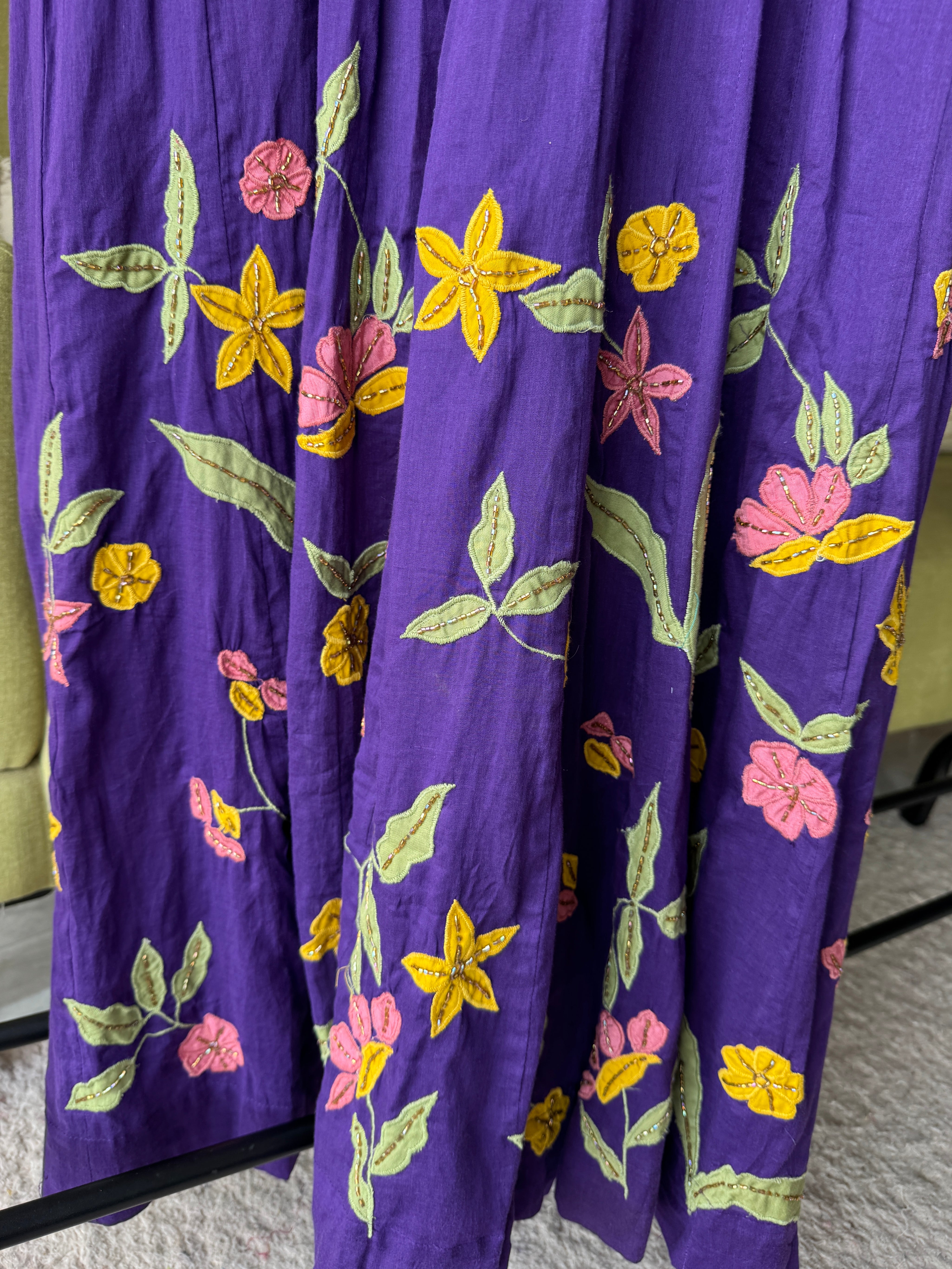 Sakhi Handwork Cotton Dress- Purple