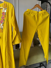 Paheli Mul Cotton Dress- Yellow