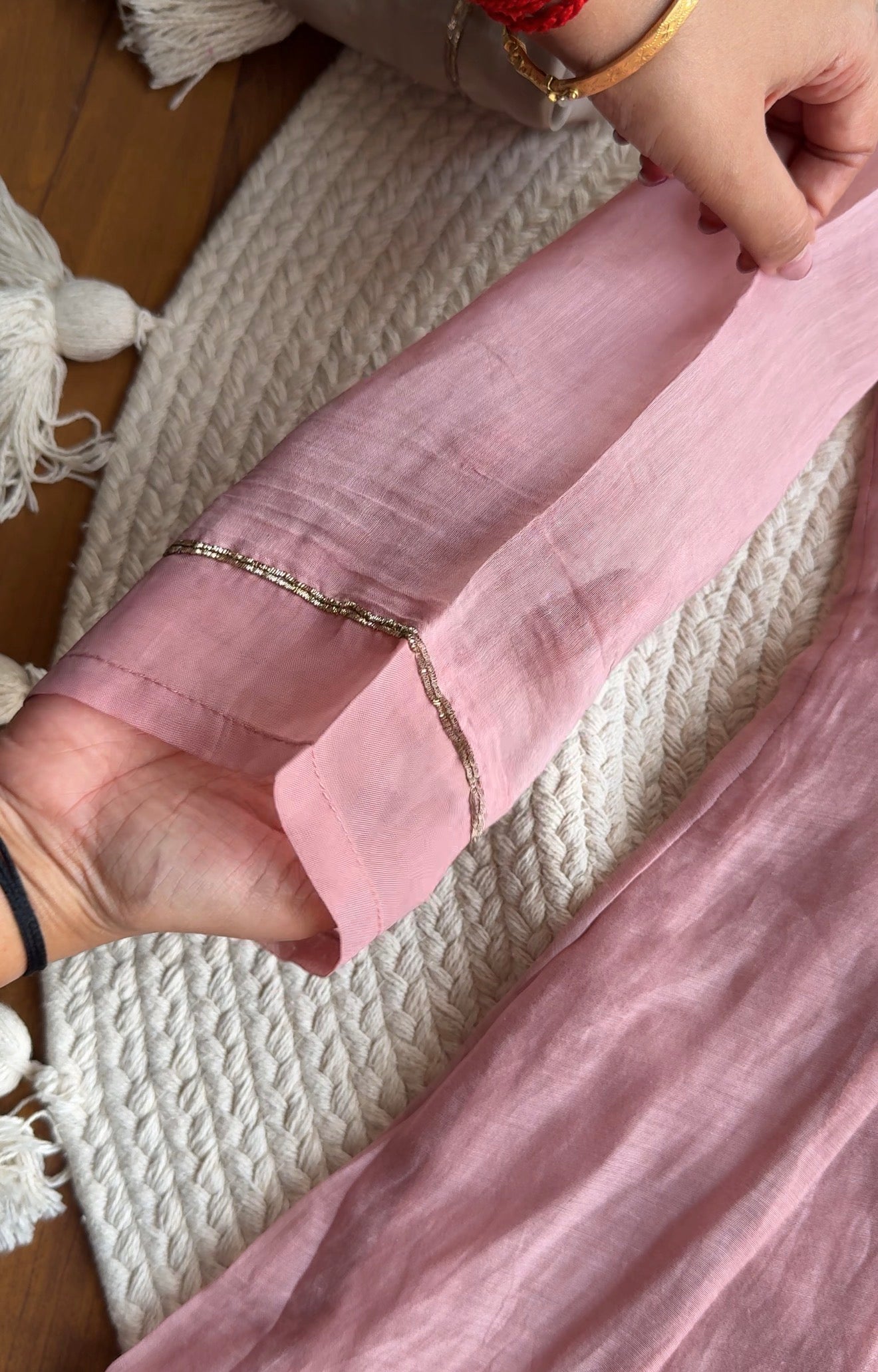 Akshara naksh neckline dress- Baby Pink