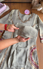 Rashi Handwork Tissue Dress- Green