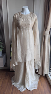 Neha Handwork Short Kurta Dress- Ivory (Make to Order)