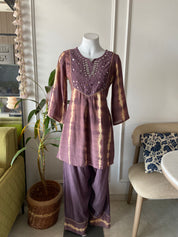Riya  short kurti farshi salvar with pant-  burnt purple