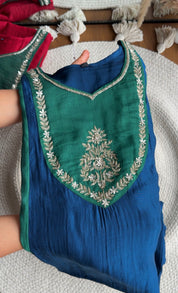 Kaushalya Colour Blocking Hand Work Aline Dress-