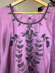 Urvi Russian Silk Embroided Dress- Purple