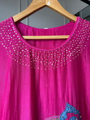 Rani mul chanderi kardana Aline dress with plazzo