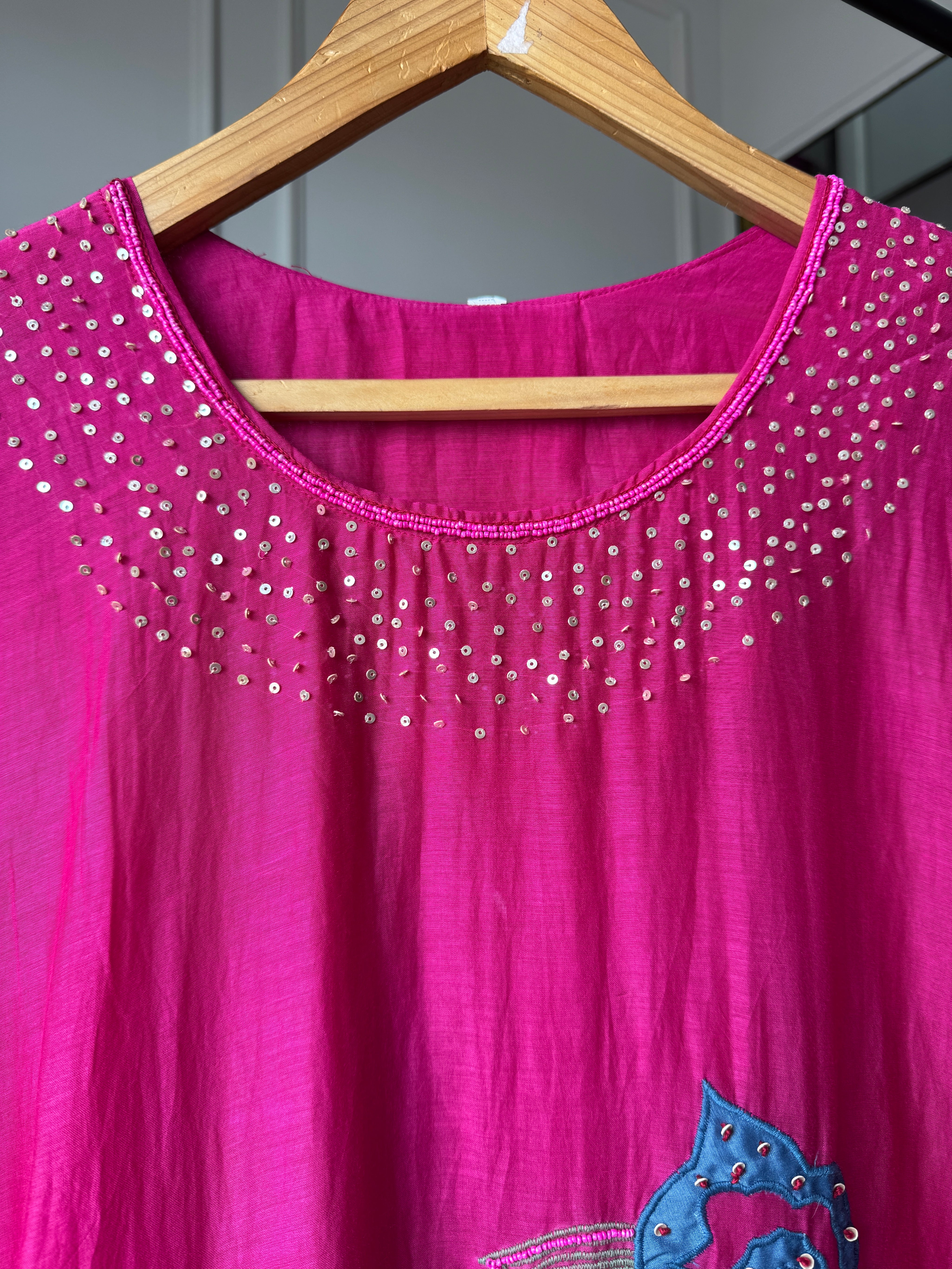 Rani mul chanderi kardana Aline dress with plazzo