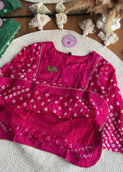 Shivani Bandhani farshi salwar coords- Rani Pink