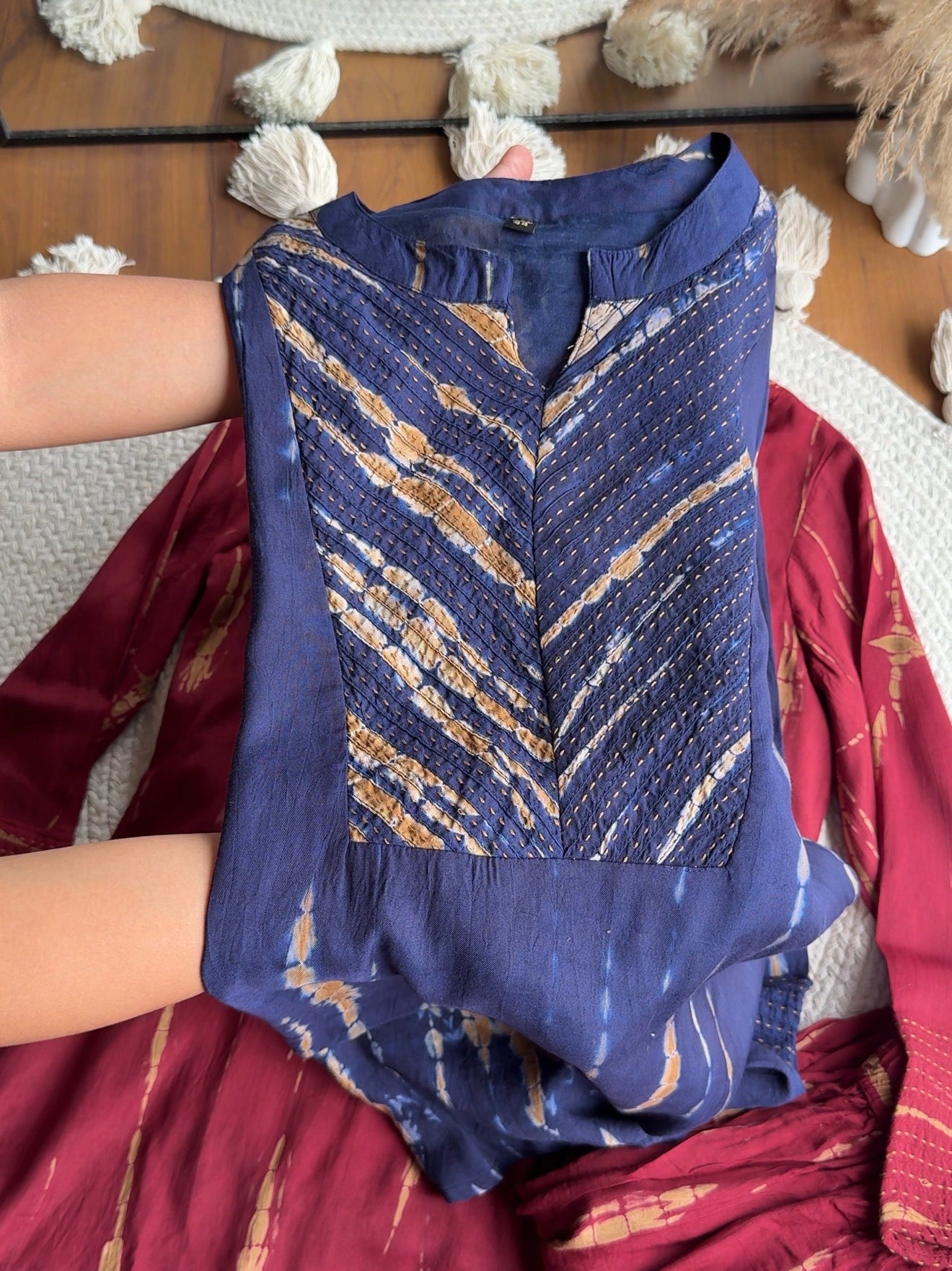 Kiara farshi pants shibori coords (deep indigo)