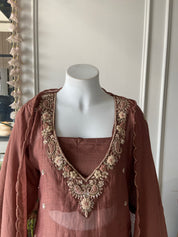 Twinkle buster with short kurta plazo  on dupatta Chiku colour