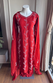 Sahita Knot Work  Straight Cut Dress-Rust (Make to Order)