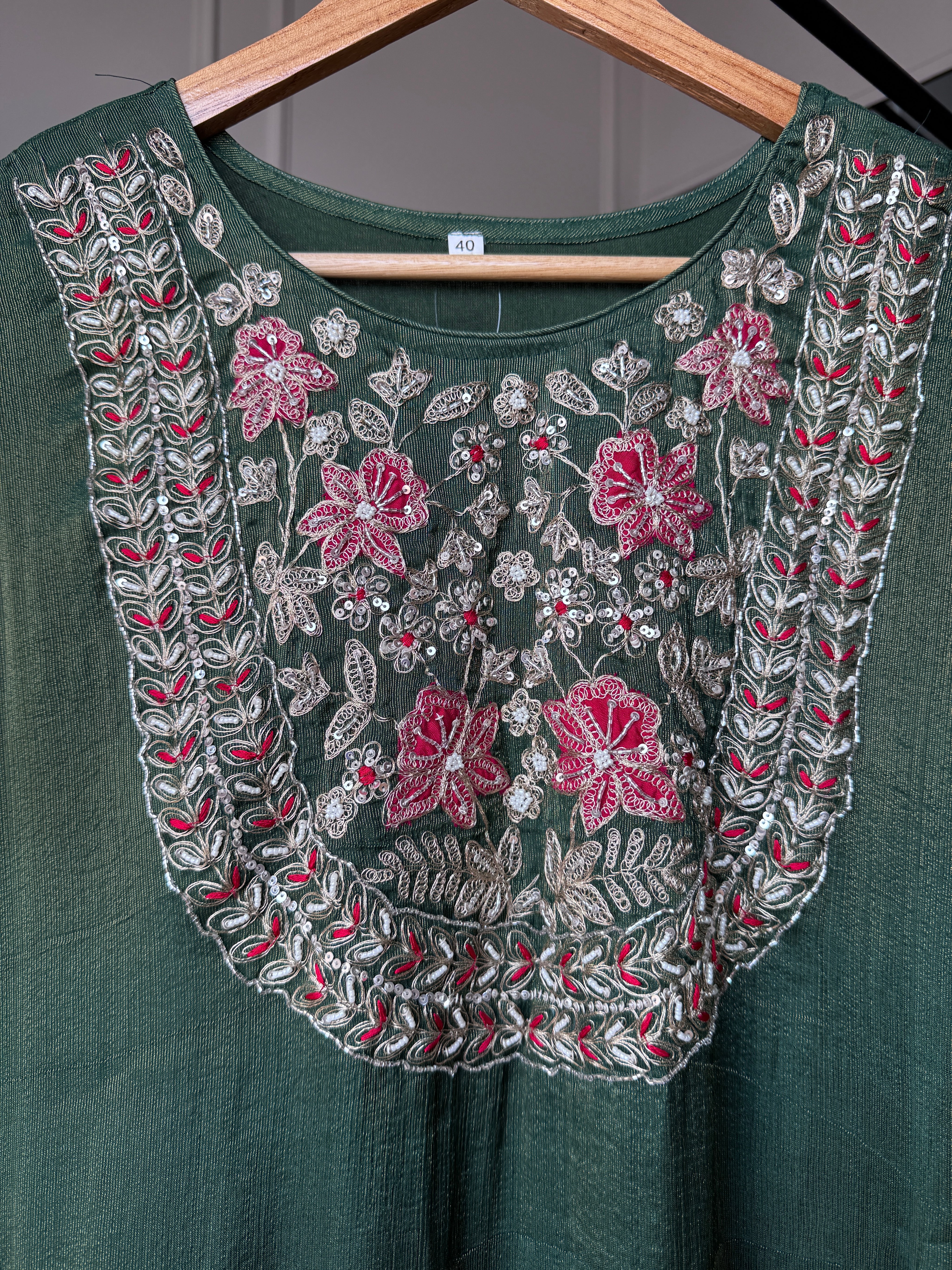 Shifa Handwork Dress- Green