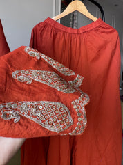 Priya Short Kurta Sharara Dress- Rust