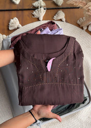 Mul cotton Dress- Brown