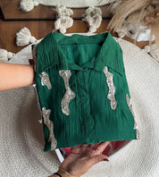 Vrinda Handwork Mul Chanderi Coord Set-Green