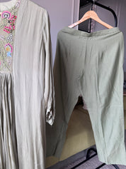 Dimple Chinon Handwork Dress- Powder Green