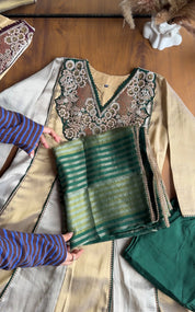 Radhika Zardoshi Dual Tone Anarkali Dress-Green