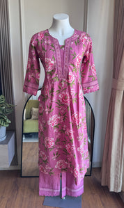 Yamini Floral Print Cotton Dress- Pink