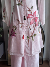 Sandhya Embroided Short Kurta With Farshi Pant Coord Set- Baby Pink (Make to Order)
