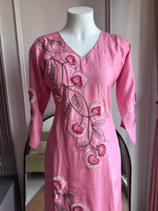 Grishma Embroided Dress- Pink