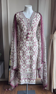 Gauri  Cotton Print Dress- Purple