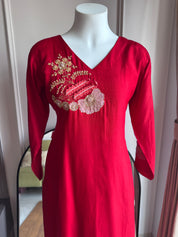 Purti Handwork Dress- Red