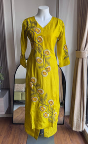 Grishma Embroided Dress- Lemon Yellow