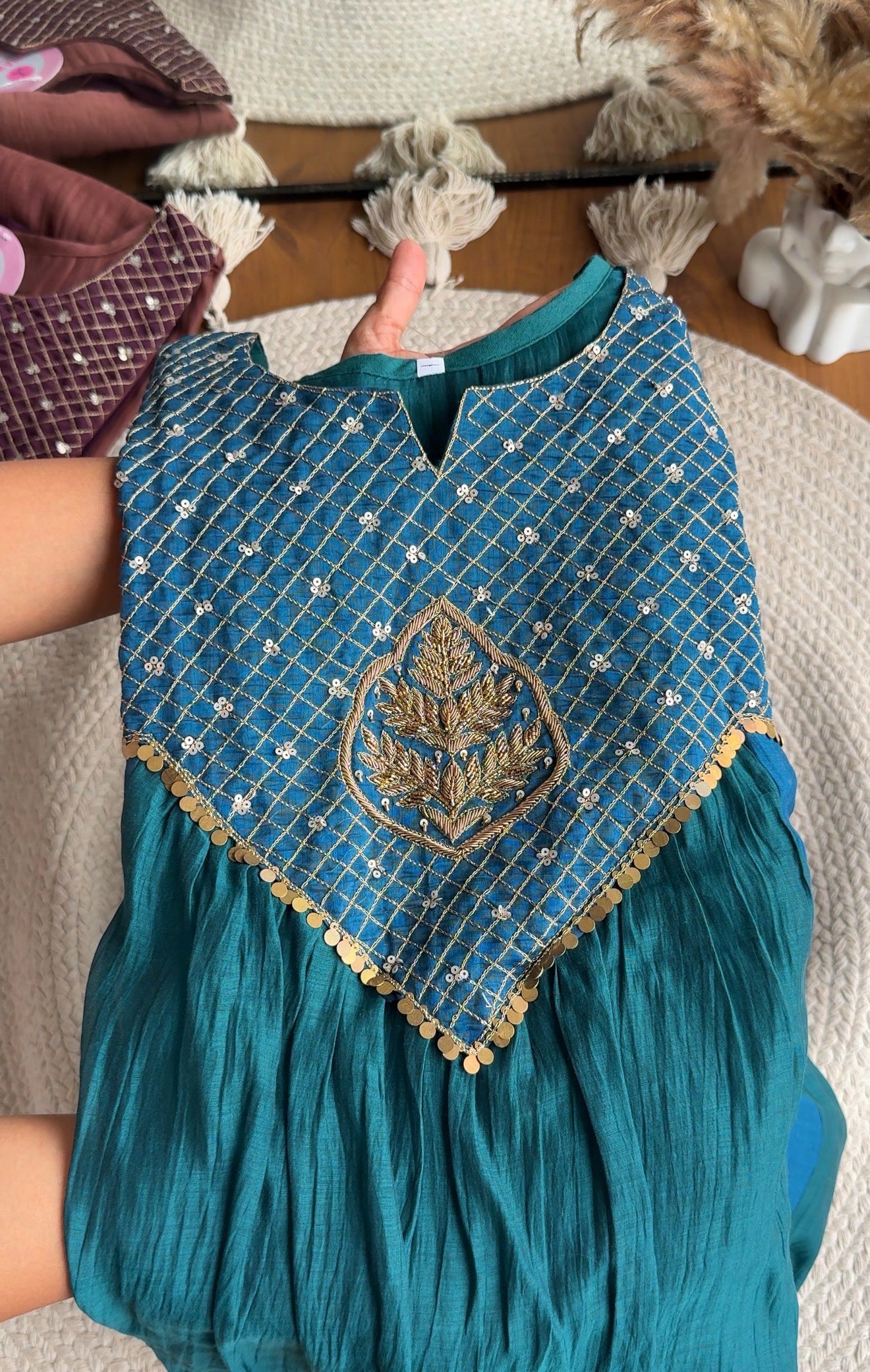 Alia Dual Tone Mul Chanderi Dress- Blue 💙