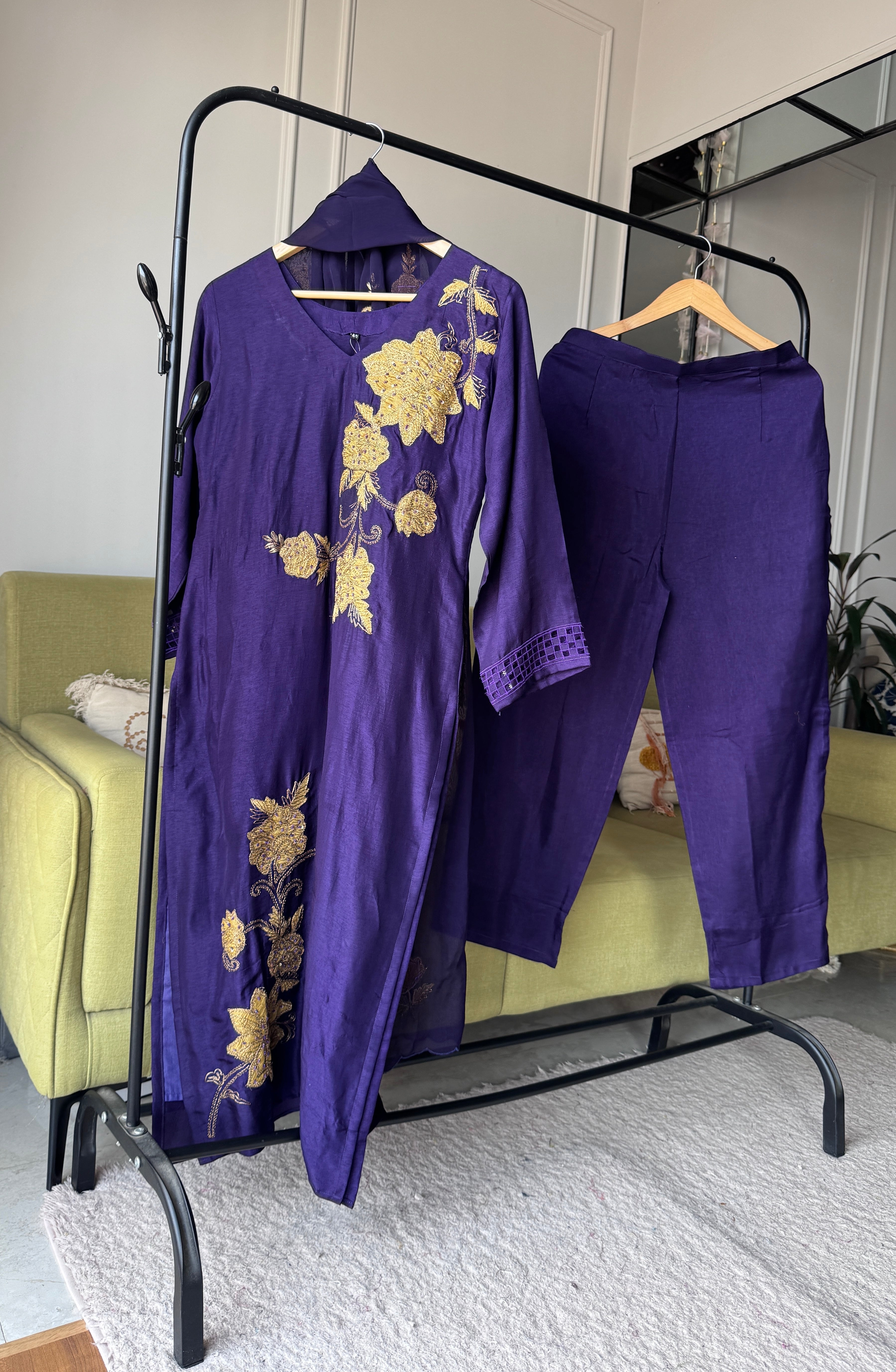 Hetal Handwork Dress-Purple